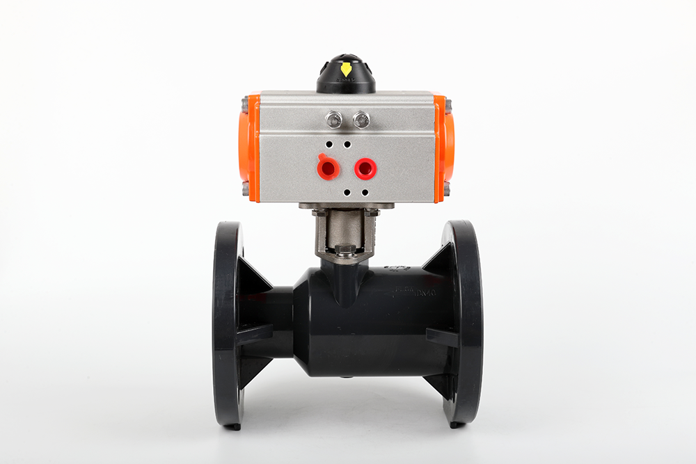 嘉鱼气动法兰一体球阀